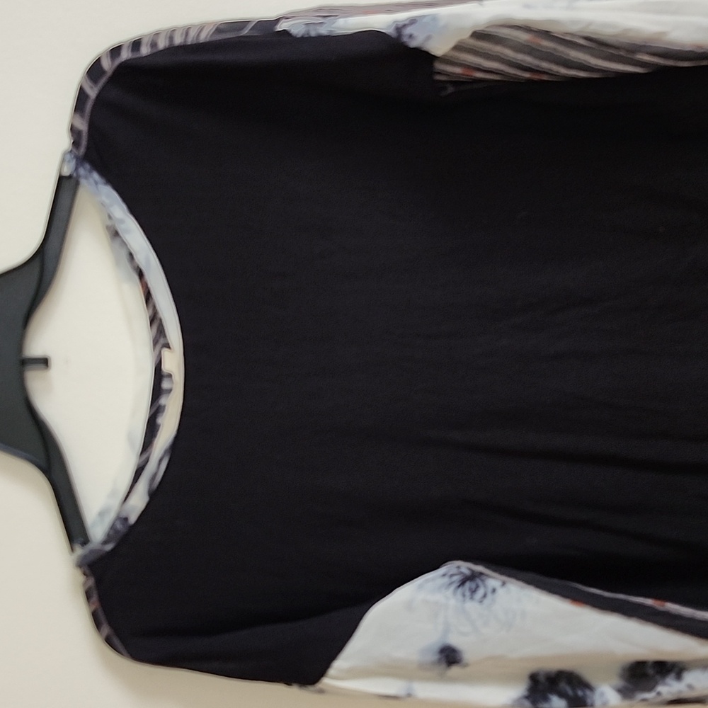 Tiny Anthropologie Black and White Sheer Long Sleeve Scoop Neck Blouse Women Top - Picture 2 of 9